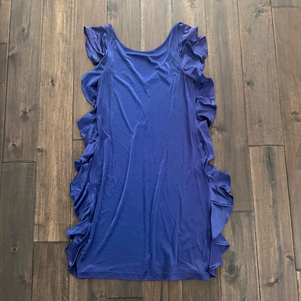 BCBGMAXAZRIA Electric Blue Ruffle Jersey Mini Dress XS